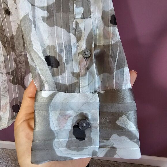 Banana republic long sleeve floral blouse flowy airy M - Picture 7 of 11